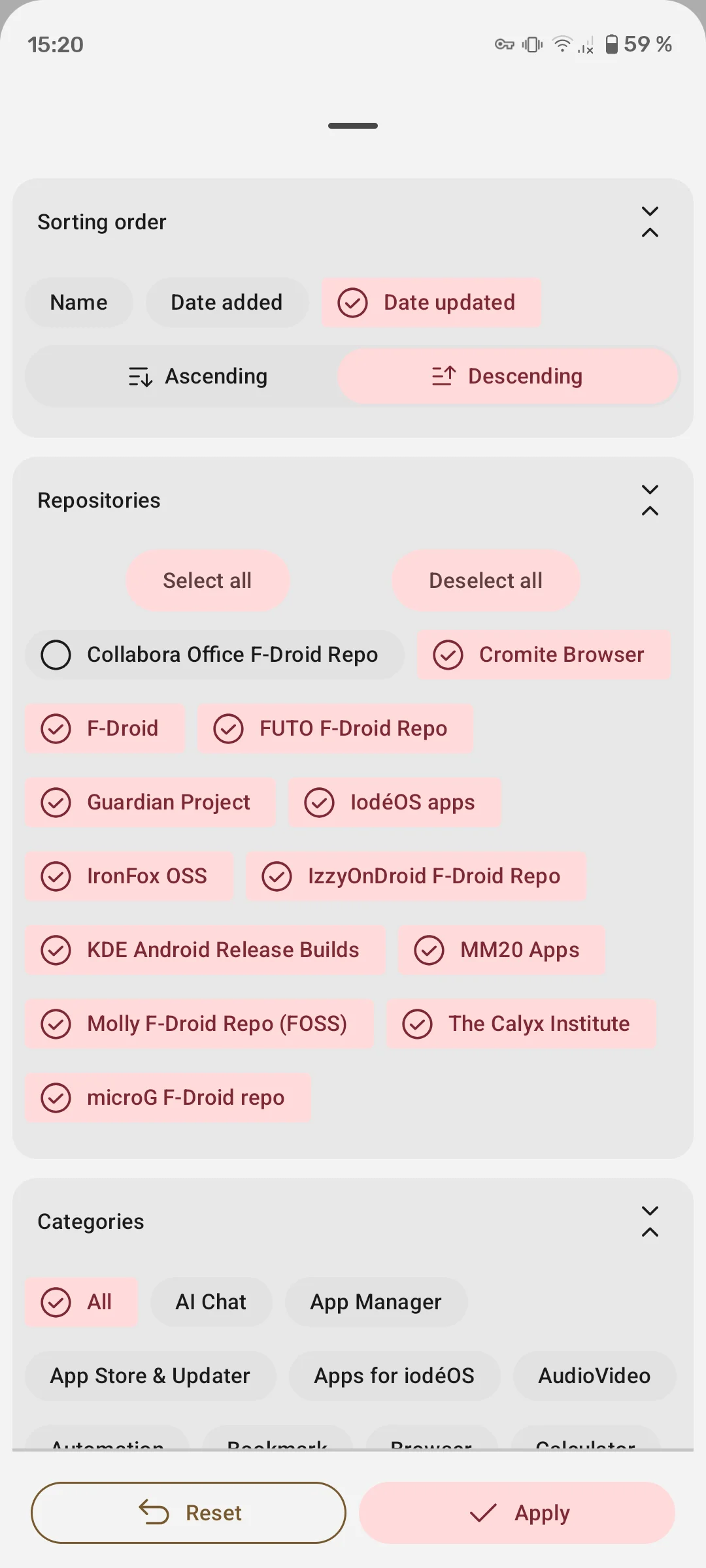 现代高颜值的 F-Droid 客户端，仓库同步迅速，内置约百个软件源，支持 Material You 动态配色、可复现构建标识、隐私面板与仓库级管理 | Neo Store | v1.3.2 | ★5.4k