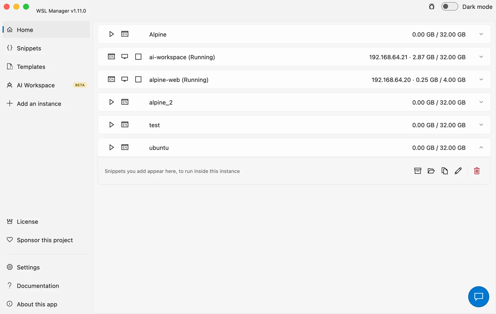 图形化管理 WSL 与 macOS 虚拟机实例，支持安装、复制、改名、迁移、备份、磁盘压缩、Docker 镜像导入、磁盘挂载与 MCP/SSH 远程控制 | WSL Distro Manager | v2.2.0