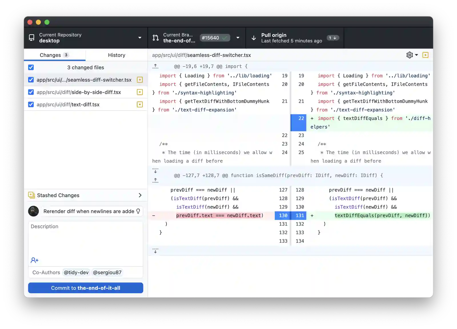 GitHub 官方出品的开源 Git 可视化桌面客户端，支持分支管理、提交变更、合并冲突解决、Pull Request 查看，无需命令行即可完成日常 Git 操作 | GitHub Desktop | v3.6.6 | ★21.9k
